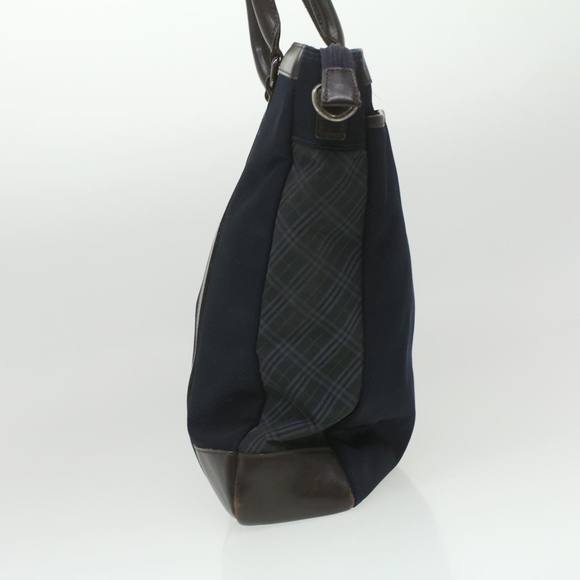 BURBERRY Nova Check Hand Bag Canvas 2way Navy Auth bs3863 - Picture 3 of 16